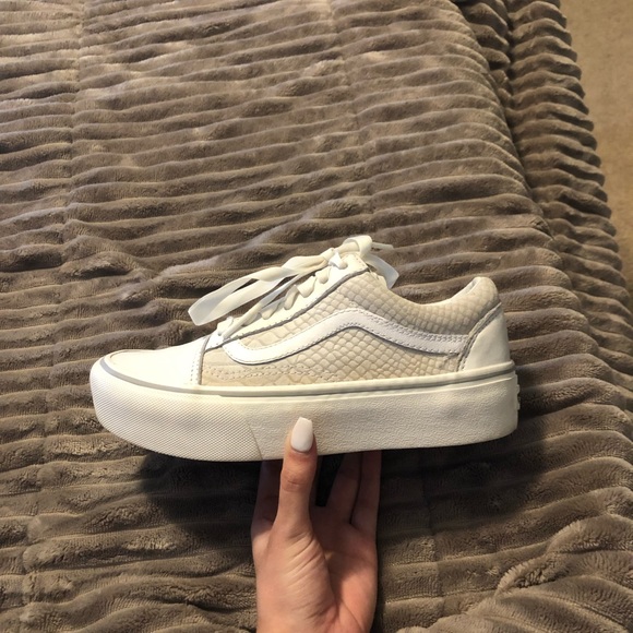 beige vans platform